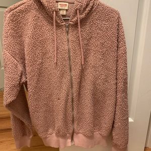 Pink fuzzy zip up jacket